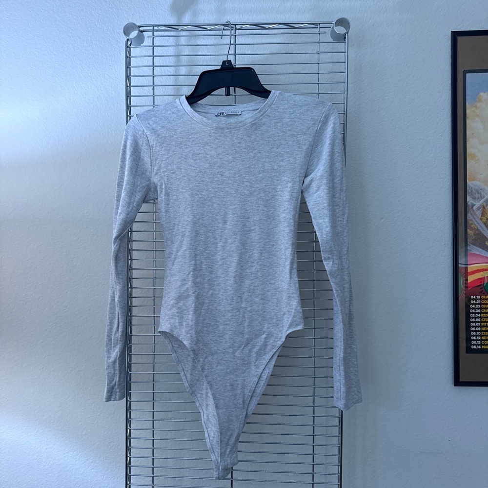ZARA Stylish Gray Long Sleeve Bodysuit